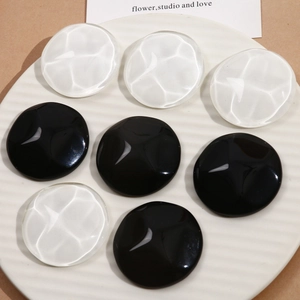 40mm Round Water Ripple Resin Patches DIY Jewelry Accessories For Earrings Headwear Phone Case Decoration Black White