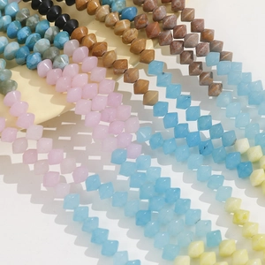 Macro detail of multi-color 8mm oval natural stone beads for DIY jewelry making