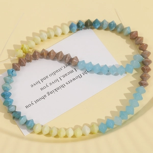 Detailed view of 8mm faceted multi-color natural stone loose beads for DIY jewelry making