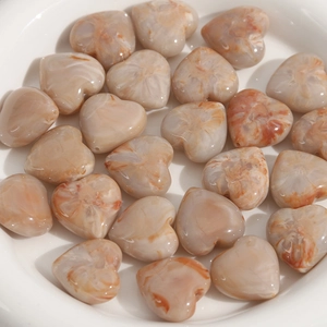 20mm heart-shaped resin beads with orange and white marble texture for DIY jewelry making