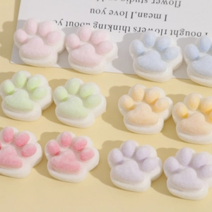 Colorful flocking cat paw resin accessories for DIY hairpins and jewelry making