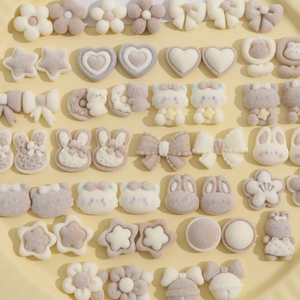 Cute resin DIY charms in plush flower, heart and bunny shapes for craft accessories