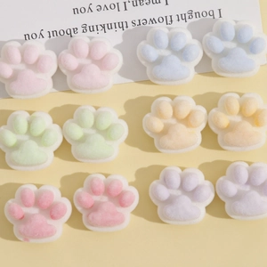 Plush cat paw resin charms in macaron colors for DIY hair clips and jewelry making