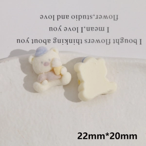 Detailed macro view showing the 22mm flocked resin bear charms for DIY jewelry making