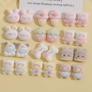 Breloques en résine pelucheuse de dessin animé DIY lapins ours et glace 12 paires