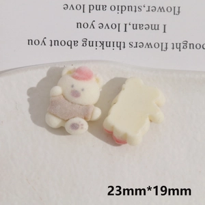 Detail view of flocking bear charm with dimensions 23mm by 19mm for DIY jewelry