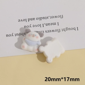 Détails de breloques ours marron en résine de 20mm avec texture floquée et dos plat
