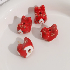 Schattige rode keramische kat kralen voor DIY sieraden maken en oorbel accessoires