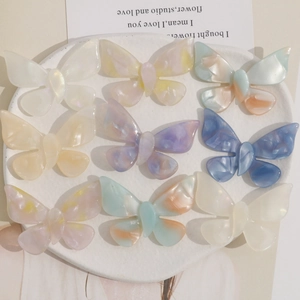 9pcs butterfly resin charms with colorful marble texture and pearl luster finish