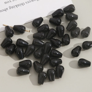 Polished black teardrop agate beads for DIY earrings and hair jewelry making