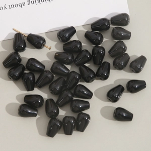 Natural black agate teardrop beads for DIY jewelry making and oriental accessories