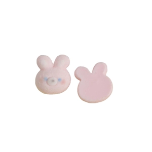 Charmantes figurines lapin rose en résine pour bricolage avec vue avant et arrière