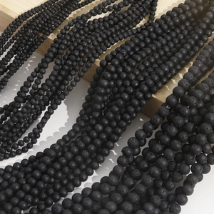 Black Lava Stone Round Loose Beads Volcanic Rock Natural Polished Beads For DIY Handmade Necklace Bracelet Jewelry Making Accessories
