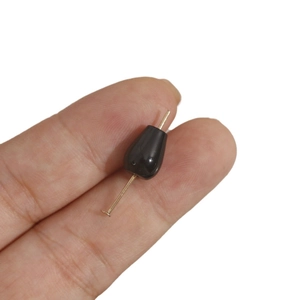 Natural black agate teardrop bead accessory with golden pin for DIY jewelry making
