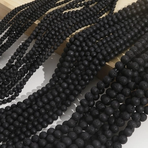 Natural black volcanic lava stone round beads in multiple sizes for DIY jewelry making