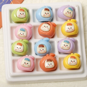 Set of 12 cute resin fruit baby charms in various bright colors for DIY accessories
