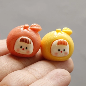 DIY resin accessories featuring cute 3D cartoon orange and lemon fruit baby figurines