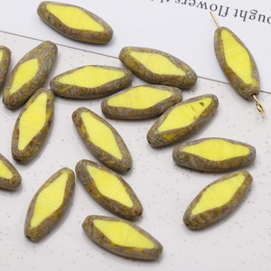 Retro Czech Glass Spindle Beads Faceted Mottled Oval Loose Beads For DIY Jewelry Making Necklaces Earrings Handcrafted Components