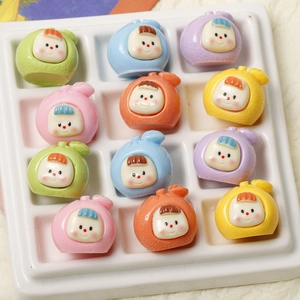 Cute Resin Fruit Baby Rabbit Girl Charms DIY Jewelry Making Accessories For Phone Case Hair Clips Handmade Crafts Decorative Findings