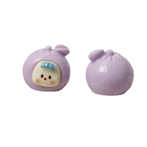 Cute purple fruit resin charms with cartoon faces for DIY hair clip accessories