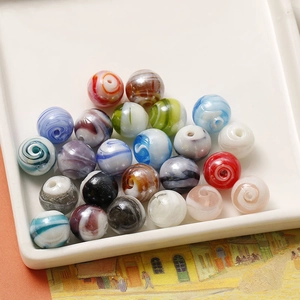 Perline di vetro colorate da 12 mm con strisce per creazione di gioielli fai-da-te