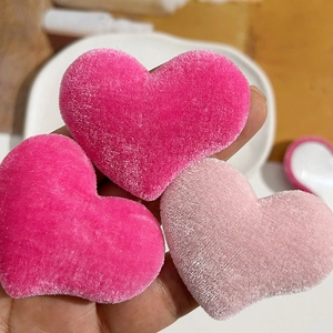 Plush velvet heart-shaped DIY craft accessories in dark and light pink for hair clips