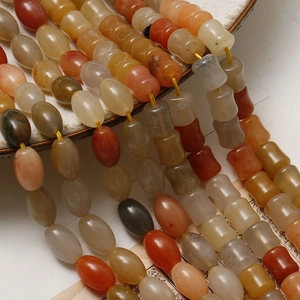 Polished bamboo-style oval and teardrop gemstone beads for DIY jewelry making