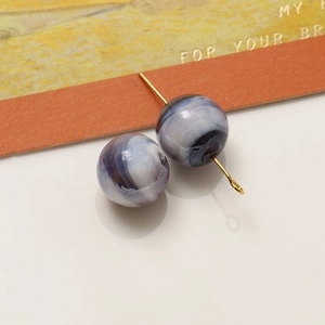 Macro di perle in vetro a spirale viola e blu da 12mm per gioielli fai-da-te con perni dorati