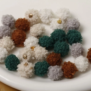 DIY Lambswool Plush Ball Pendants With Metal Loop For Earrings Headwear Winter Vintage Faux Fur Pom Pom Charms Jewelry Craft