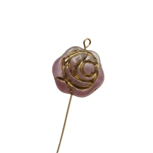 Handmade gradient purple rose Czech glass beads with gold hand-painted edges for DIY jewelry