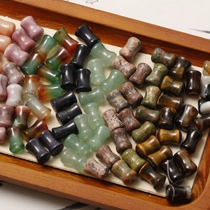 Polished barrel-shaped natural stone beads in various colors for DIY jewelry making
