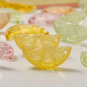 Translucent resin lemon slice charms for DIY earring making in various colors