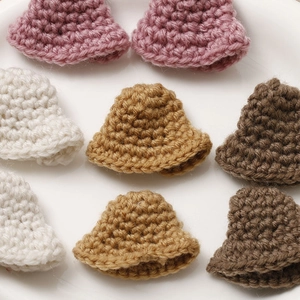 Miniature handmade crochet bucket hats for DIY doll accessories and headwear decoration