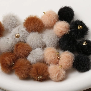 Winter plush yarn pompom charms in mixed colors for DIY handmade jewelry and earring crafts
