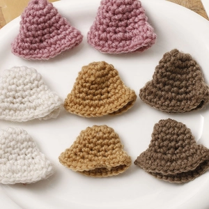 Handmade Mini Cotton Crochet Bucket Hat DIY Jewelry Accessories For Doll Hair Clips Pastoral Style Ornaments Decoration