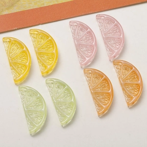 Translucent resin citrus slice pendants in multi-color for DIY jewelry making accessories