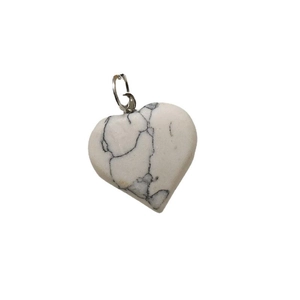 New Chinese style heart-shaped white turquoise pendant with silver metal hook for jewelry
