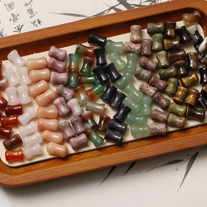 Polished agate and tiger eye bamboo-style stone beads for DIY jewelry making