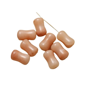 Pink agate bamboo-shaped drum beads for DIY jewelry making with natural texture