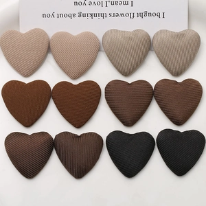 Minimalist Ribbed Fabric Heart Shaped Button DIY Hair Accessories Clothing Decoration Earth Tone Jewelry Making Material