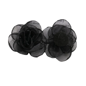 Elegant black organza mesh rose flower accessory with retro printed English phrases