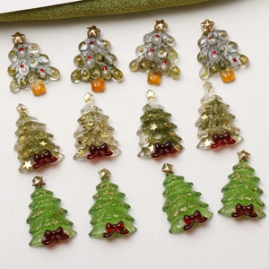 Christmas Tree Resin DIY Jewelry Accessories Pentagram Gold Foil Dried Flower Patch For Headwear Earrings Handmade Craft