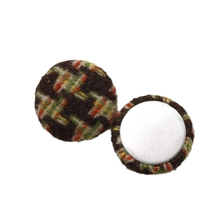 Retro houndstooth tweed round fabric-covered buttons with a silver metal base