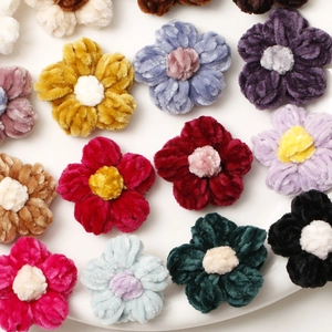 Handmade plush chenille puff flower DIY accessories in various vibrant colors