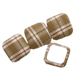 Retro brown plaid fabric square button accessories for DIY earrings and hairpins