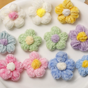 Handmade plush puff flower charms in various colors for DIY earrings and brooches