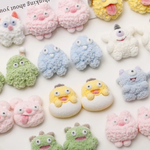 Colorful flocking dog and monster resin patches for DIY hair accessories and phone cases