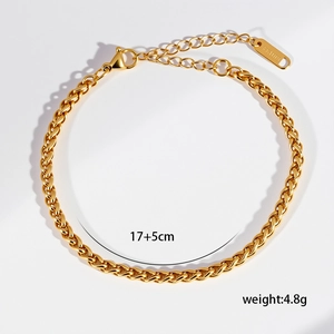 Bracciale a catena in acciaio inossidabile dorato con chiusura a moschettone da 17+5cm