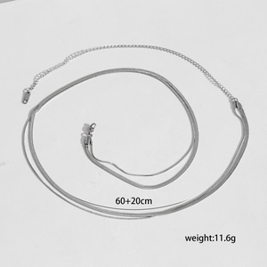 Chaîne de taille double couche argentée minimaliste avec longueur de 60+20cm pour femme