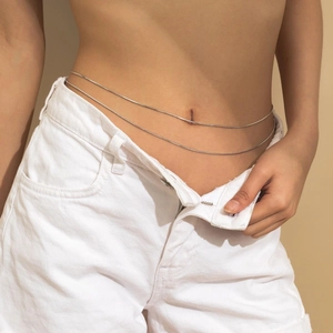 Sexy double-layer silver snake bone waist chain for bikini and body accessory outfits